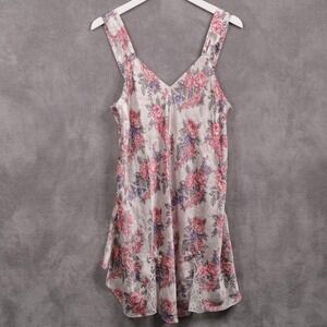 VTG‎ 90s Floral Satin Nightgown Chemise Lace Bows Romantic Coquette Pink Sz M